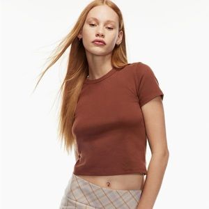 Sunday Best BestHug Little Ribbed T Shirt in Cognac